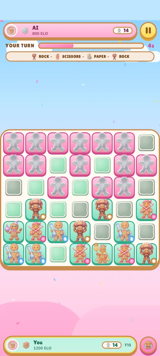 A match in progress on the 7 by 6 candy board